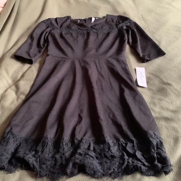 NY Collection Dresses & Skirts - NY Collection.  Black dress. 3/4 length sleeves.  Lace details.  Size Medium.